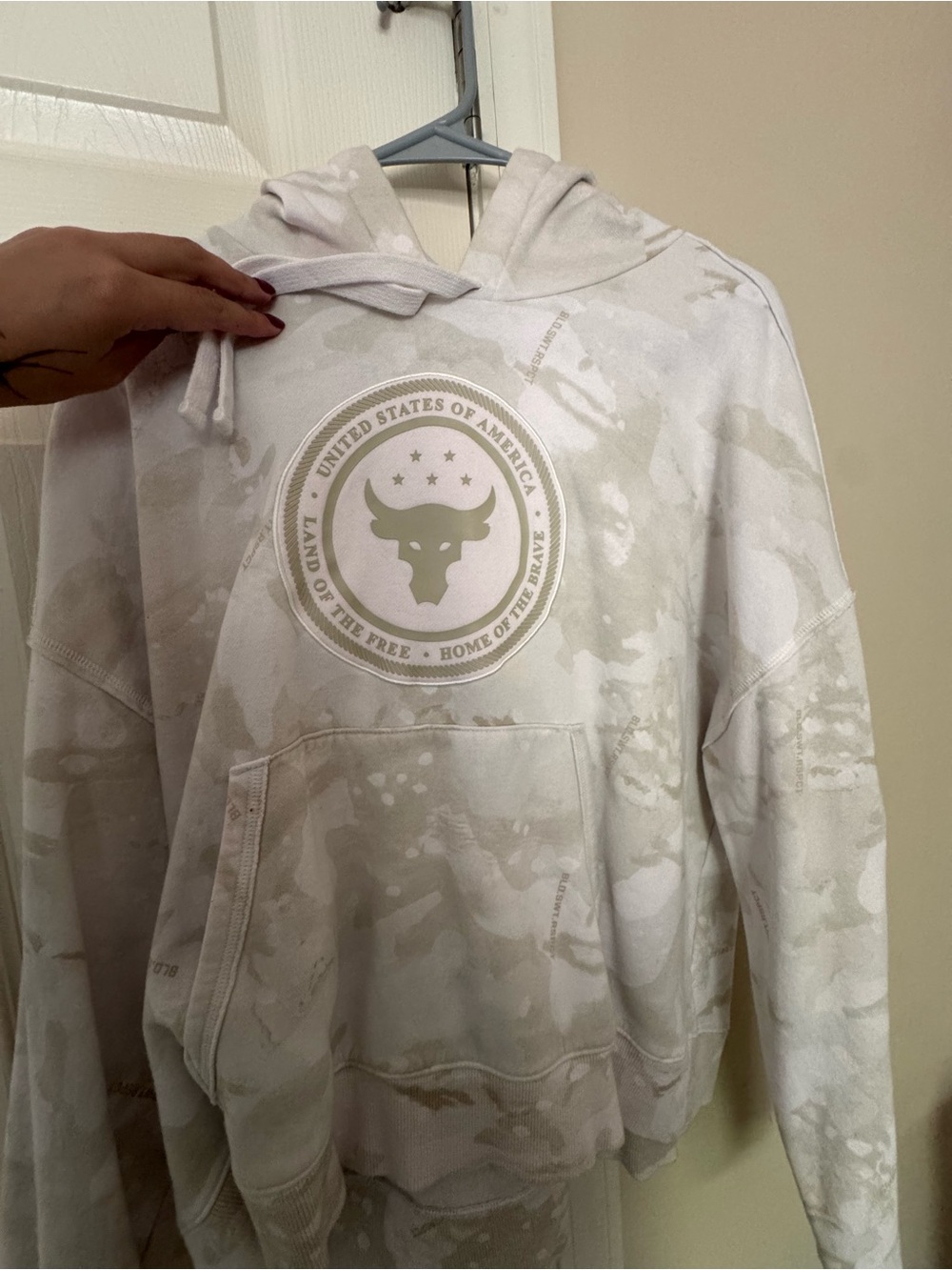 Under Armour Light Beige Tie-Dye Hoodie with Bull Logo